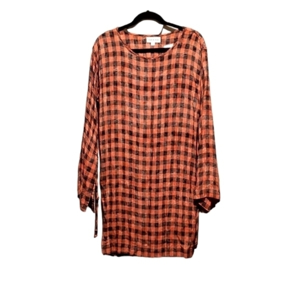 cloth & stone Red Black Checkered Shirt Viscose Dress Size Small Women NWT‎